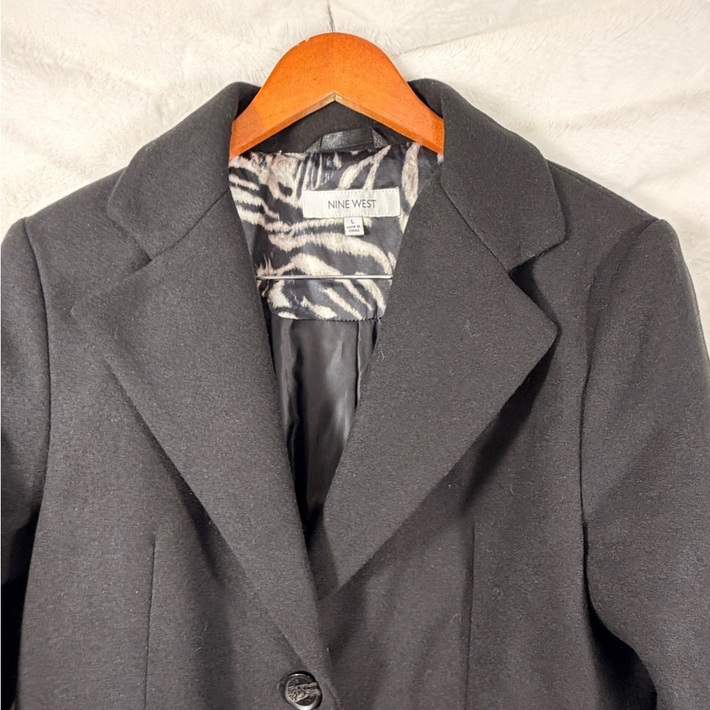 Nine West Black Wool Blend Coat Women’s Size Large Like new chic and classy - Picture 8 of 11